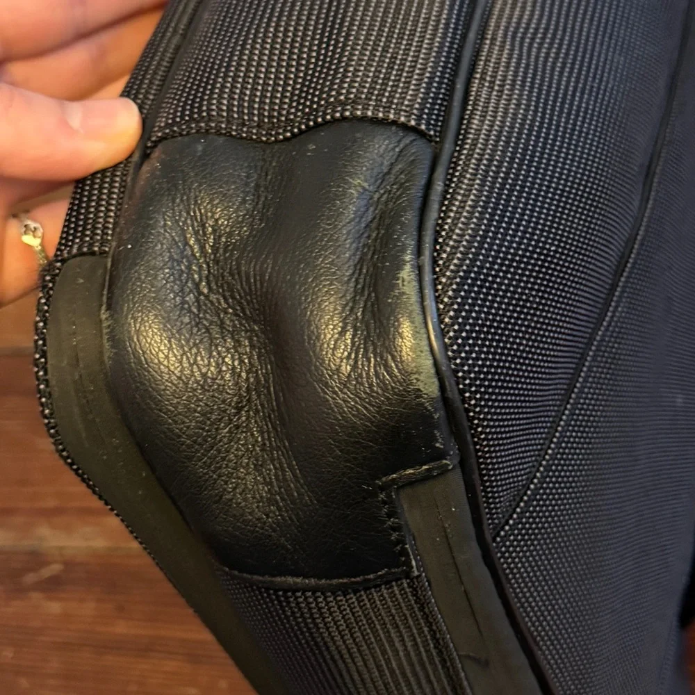 Dunhill Black Leather Dark Gray Canvas Business Bag Briefcase Men Tech Sleeve
